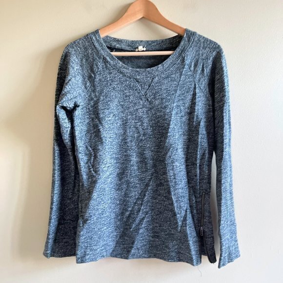 J Crew Women's Size‎ XS Long Sleeve Shirt Top Heather Blue Thermal Crewneck - Picture 1 of 4